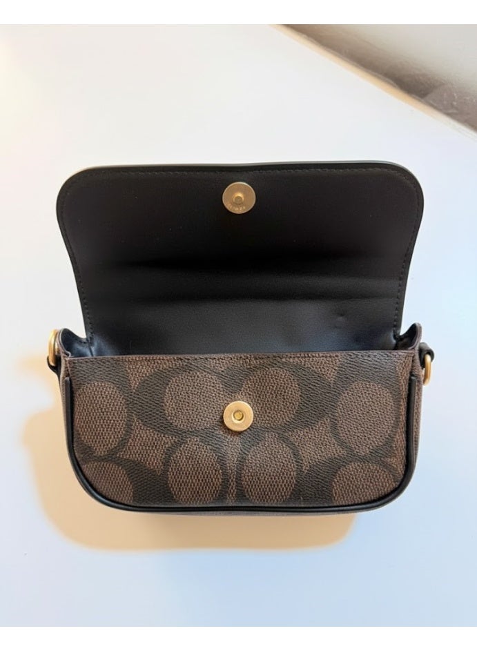 coachoutlet Coach 'Signature' Crossbody Bag - Dark Brown - Gold Hardware - Classic Design - Image 2